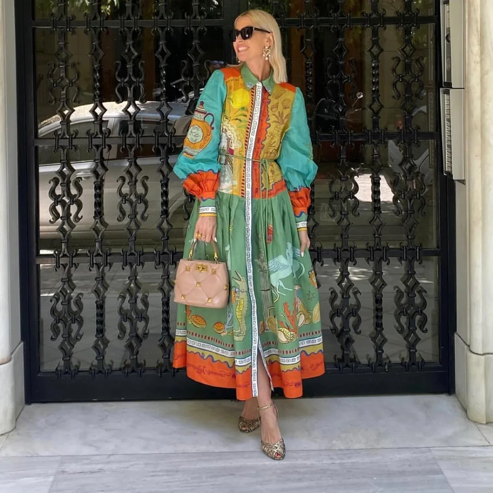 ALEMAIS surrealist summer ramie shirt dress - Picture 7 of 16